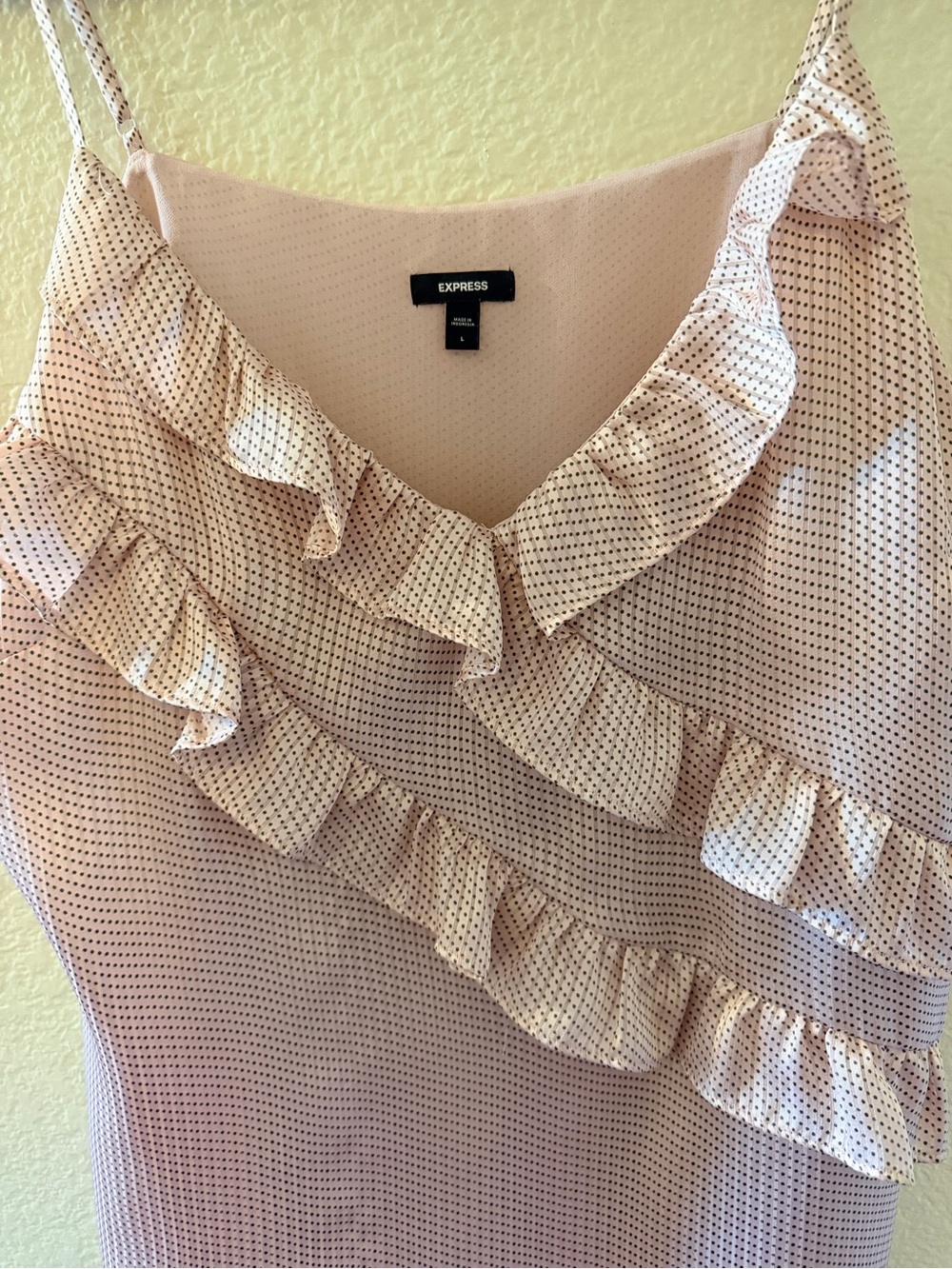 Express Light Pink Ruffle Spaghetti-Strap Camisole - Picture 3 of 3